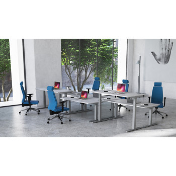 Air 1400/800 Beech Height Adjustable Desk With Silver Legs