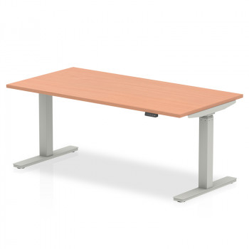 Air 1600/800 Beech Height Adjustable Desk With Silver Legs