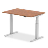 Air 1200/800 Walnut Height Adjustable Desk With Silver Legs