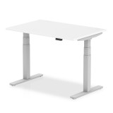 Air 1200/800 White Height Adjustable Desk With Silver Legs