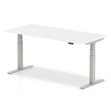 Air 1800/800 White Height Adjustable Desk With Silver Legs