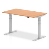 Air 1400/800 Oak Height Adjustable Desk With Silver Legs