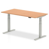 Air 1600/800 Oak Height Adjustable Desk With Silver Legs