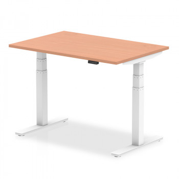 Air 1200/800 Beech Height Adjustable Desk With White Legs