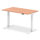 Air 1400/800 Beech Height Adjustable Desk With White Legs