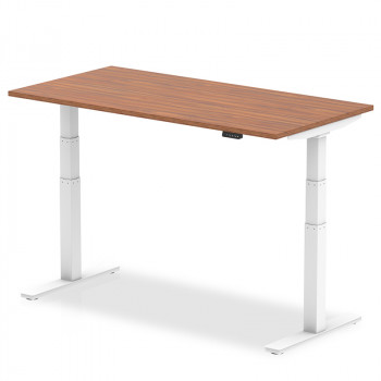 Air 1600/800 Walnut Height Adjustable Desk With White Legs