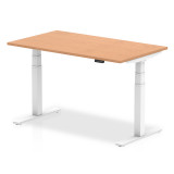 Air 1400/800 Oak Height Adjustable Desk With White Legs