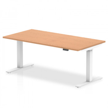 Air 1600/800 Oak Height Adjustable Desk With White Legs
