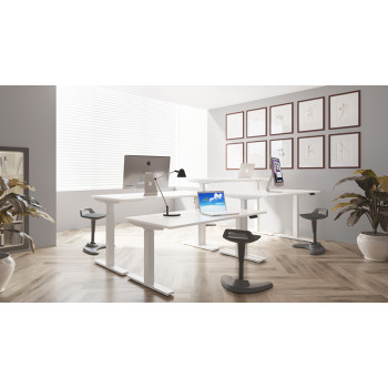 Air 1600/800 Oak Height Adjustable Desk With White Legs