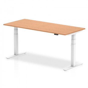 Air 1800/800 Oak Height Adjustable Desk With White Legs