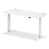 Air 1600/800 White Height Adjustable Desk With Cable Ports With White Legs