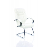 Galloway Cantilever Chair White Leather With Arms
