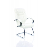 Galloway Cantilever Chair White Leather With Arms Galloway Cantilever Chair White Leather With Arms