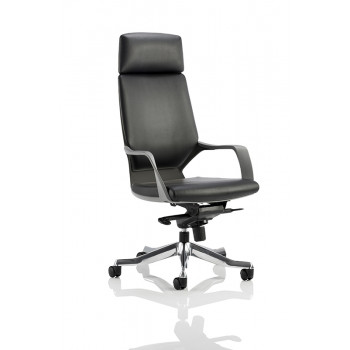 Xenon Executive Black Shell High Back Black Leather With Headrest