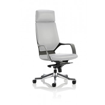 Xenon Executive Black Shell High Back White Leather With Headrest