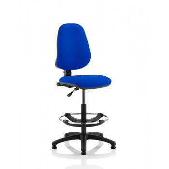 Eclipse I Lever Task Operator Chair Blue With Hi Rise  Draughtsman Kit