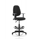 Eclipse I Lever Task Operator Chair Black With Height Adjustable Arms With Hi Rise Draughtsman Kit