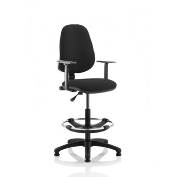 Eclipse I Lever Task Operator Chair Black With Height Adjustable Arms With Hi Rise Draughtsman Kit Eclipse I Lever Task Operator Chair Black With Height Adjustable Arms With Hi Rise Draughtsman Kit
