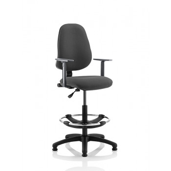 Eclipse I Lever Task Operator Chair Charcoal With Height Adjustable Arms With Hi Rise Draughtsman Kit Eclipse I Lever Task Operator Chair Charcoal With Height Adjustable Arms With Hi Rise Draughtsman Kit