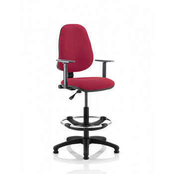 Eclipse I Lever Task Operator Chair Wine With Height Adjustable Arms With Hi Rise Draughtsman Kit