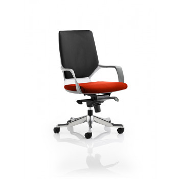 Xenon Executive White Shell Medium Back Bespoke Colour Seat Tabasco Red