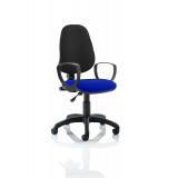 Eclipse I Lever Task Operator Chair Black Back Bespoke Seat With Loop Arms In Stevia Blue