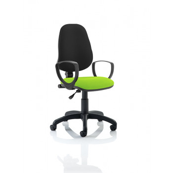 Eclipse I Lever Task Operator Chair Black Back Bespoke Seat With Loop Arms In Myrrh Green
