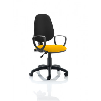 Eclipse I Lever Task Operator Chair Black Back Bespoke Seat With Loop Arms In Senna Yellow