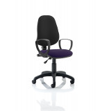 Eclipse I Lever Task Operator Chair Black Back Bespoke Seat With Loop Arms In Tansy Purple