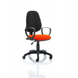 Eclipse I Lever Task Operator Chair Black Back Bespoke Seat With Loop Arms In Tabasco Red