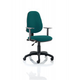 Eclipse I Lever Task Operator Chair Bespoke With Height Adjustable Arms In Maringa Teal