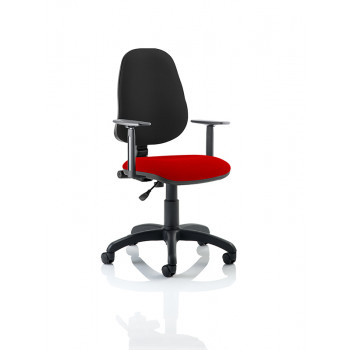 Eclipse I Lever Task Operator Chair Black Back Bespoke Seat With Height Adjustable Arms In Bergamot Cherry