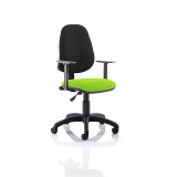 Eclipse I Lever Task Operator Chair Black Back Bespoke Seat With Height Adjustable Arms In Myrrh Green
