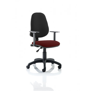 Eclipse I Lever Task Operator Chair Black Back Bespoke Seat With Height Adjustable Arms In Ginseng Chilli