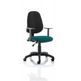 Eclipse I Lever Task Operator Chair Black Back Bespoke Seat With Height Adjustable Arms In Maringa Teal