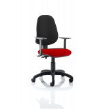 Eclipse Ii Lever Task Operator Chair Black Back Bespoke Seat With Height Adjustable Arms In Bergamot Cherry