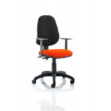 Eclipse Ii Lever Task Operator Chair Black Back Bespoke Seat With Height Adjustable Arms In Tabasco Red