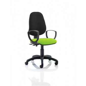 Eclipse Ii Lever Task Operator Chair Black Back Bespoke Seat With Loop Arms In Myrrh Green