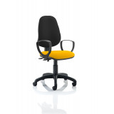 Eclipse Ii Lever Task Operator Chair Black Back Bespoke Seat With Loop Arms In Senna Yellow