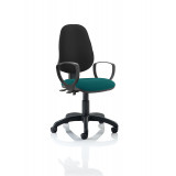 Eclipse Ii Lever Task Operator Chair Black Back Bespoke Seat With Loop Arms In Maringa Teal