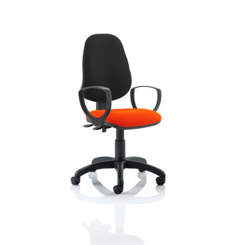 Eclipse Ii Lever Task Operator Chair Black Back Bespoke Seat With Loop Arms In Tabasco Red