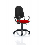Eclipse Iii Lever Task Operator Chair Black Back Bespoke Seat With Loop Arms In Bergamot Cherry