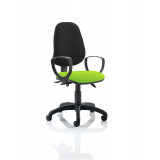 Eclipse Iii Lever Task Operator Chair Black Back Bespoke Seat With Loop Arms In Myrrh Green
