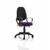 Eclipse Iii Lever Task Operator Chair Black Back Bespoke Seat With Loop Arms In Tansy Purple