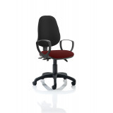 Eclipse Iii Lever Task Operator Chair Black Back Bespoke Seat With Loop Arms In Ginseng Chilli