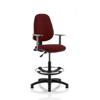 Eclipse I Lever Task Operator Chair Ginseng Chilli Fully Bespoke Colour With Height Adjustable Arms With Hi Rise Draughtsman Kit