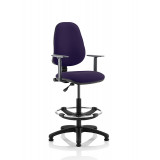 Eclipse I Lever Task Operator Chair Tansy Purple Fully Bespoke Colour With Height Adjustable Arms With Hi Rise Draughtsman Kit