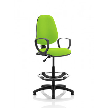 Eclipse I Lever Task Operator Chair Myrrh Green Fully Bespoke Colour With Loop Arms With Hi Rise Draughtsman Kit