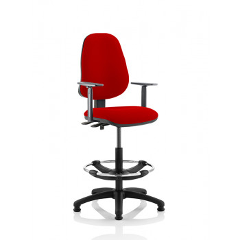 Eclipse Ii Lever Task Operator Chair Bergamot Cherry Fully Bespoke Colour With Height Adjustable Arms With Hi Rise Draughtsman Kit