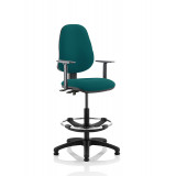 Eclipse Ii Lever Task Operator Chair Maringa Teal Fully Bespoke Colour With Height Adjustable Arms With Hi Rise Draughtsman Kit